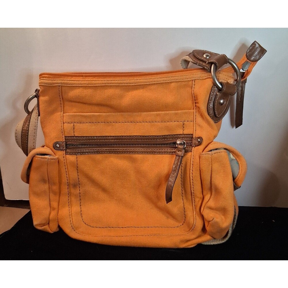Fossil Long Live Vintage 1954 Orange Canvas Shoulder Bag Purse